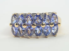 Load image into Gallery viewer, 6264 Vintage: 9ct Gold Blue Tanzanites Diamonds Tiered Cocktail Ring