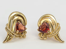 Load image into Gallery viewer, 0468: Vintage: 9ct Gold Heart-Cut Red Garnets Earrings- exquisite