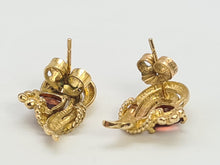 Load image into Gallery viewer, 0468: Vintage: 9ct Gold Heart-Cut Red Garnets Earrings- exquisite