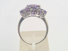 Cargar imagen en el visor de la galería, 0309: Vintage: Statement 9ct White Gold Lilac Amethysts Diamonds Cocktail Ring-