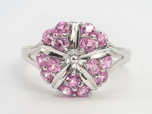 Load image into Gallery viewer, 0272: Vintage: 18ct White Gold 15 Pink Sapphires Cocktail Ring- Barbie Eye Candy-