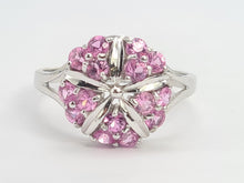 Cargar imagen en el visor de la galería, 0272: Vintage: 18ct White Gold 15 Pink Sapphires Cocktail Ring- Barbie Eye Candy-