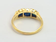Load image into Gallery viewer, 6311 Vintage: 18ct Gold French Blue Sapphires Trilogy Diamonds Ring- Date-Mark 1973