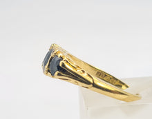 Load image into Gallery viewer, 6311 Vintage: 18ct Gold French Blue Sapphires Trilogy Diamonds Ring- Date-Mark 1973