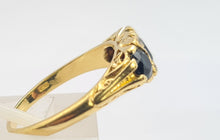 Load image into Gallery viewer, 6311 Vintage: 18ct Gold French Blue Sapphires Trilogy Diamonds Ring- Date-Mark 1973