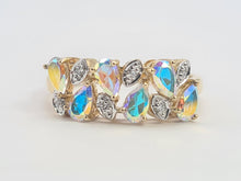 Cargar imagen en el visor de la galería, 0459: Vintage: 9ct Gold Mercury Topaz Diamonds Dress Ring- amazing array of colours