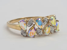 Cargar imagen en el visor de la galería, 0459: Vintage: 9ct Gold Mercury Topaz Diamonds Dress Ring- amazing array of colours