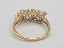 Cargar imagen en el visor de la galería, 0459: Vintage: 9ct Gold Mercury Topaz Diamonds Dress Ring- amazing array of colours