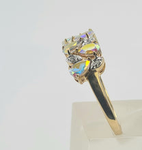 Cargar imagen en el visor de la galería, 0459: Vintage: 9ct Gold Mercury Topaz Diamonds Dress Ring- amazing array of colours