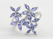 Cargar imagen en el visor de la galería, 0461: Vintage: 9ct White Gold Marquise Cut Tanzanites Floral Cocktail Ring-FAB