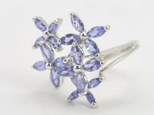 Cargar imagen en el visor de la galería, 0461: Vintage: 9ct White Gold Marquise Cut Tanzanites Floral Cocktail Ring-FAB