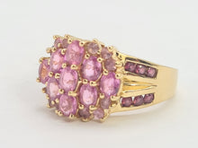 Load image into Gallery viewer, 6240 Vintage: 9ct Gold Pink Sapphires Topaz Cocktail Ring