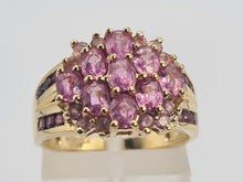 Load image into Gallery viewer, 6240 Vintage: 9ct Gold Pink Sapphires Topaz Cocktail Ring