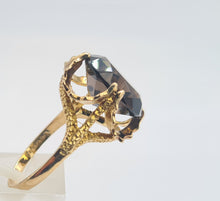 Cargar imagen en el visor de la galería, 0498: Vintage: 9ct Gold Large Cognac Quartz Ring- Date Mark 1972
