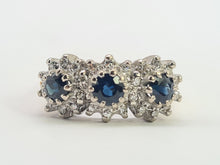 Load image into Gallery viewer, 6310 Vintage: 18ct Gold French Blue Sapphires 26 Diamonds Cocktail Ring- Date Mark 1971