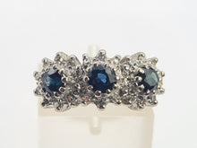 Load image into Gallery viewer, 6310 Vintage: 18ct Gold French Blue Sapphires 26 Diamonds Cocktail Ring- Date Mark 1971