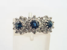 Load image into Gallery viewer, 6310 Vintage: 18ct Gold French Blue Sapphires 26 Diamonds Cocktail Ring- Date Mark 1971