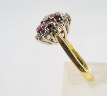 Load image into Gallery viewer, 6297 Vintage: 18ct Gold Rubies Diamonds Geometric Set Cocktail Ring- From 1977