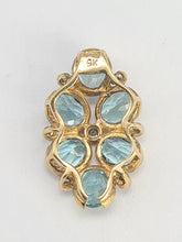 Cargar imagen en el visor de la galería, 0210: Vintage: Petite 9ct Gold Simulated Aquamarines 7 Diamonds Ring 
