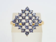 Load image into Gallery viewer, 6194 Vintage 9ct Gold 25 Violet Blue Tanzanites Geometric Set Ring