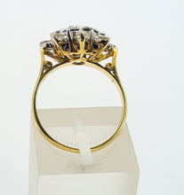 Load image into Gallery viewer, 6234 Vintage: 18ct Gold 8 Blue Sapphires 9 Round Cut Diamonds Flower Head Ring- From 1975