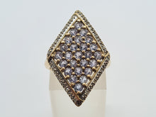 Load image into Gallery viewer, 6191 Vintage: 9ct Gold  Blue Tanzanites Diamonds Geometric Set Statement Ring