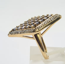 Load image into Gallery viewer, 6191 Vintage: 9ct Gold  Blue Tanzanites Diamonds Geometric Set Statement Ring