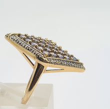 Load image into Gallery viewer, 6191 Vintage: 9ct Gold  Blue Tanzanites Diamonds Geometric Set Statement Ring