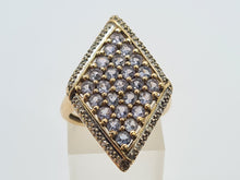 Load image into Gallery viewer, 6191 Vintage: 9ct Gold  Blue Tanzanites Diamonds Geometric Set Statement Ring