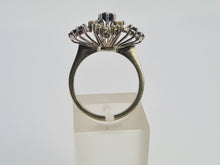 Cargar imagen en el visor de la galería, 0655: Vintage: 18ct White Gold French Blue Sapphires Diamonds Art Deco Style Ring- Date Mark 1975