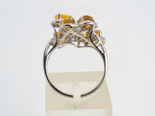 Cargar imagen en el visor de la galería, 0673: Vintage: Rare 14ct Gold 6 Citrines Almandine Garnet Floral Cocktail Ring- striking colours