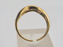 Load image into Gallery viewer, 6238 Vintage: 9ct Gold Green Diopsides Diamonds Dress/Stacker Ring