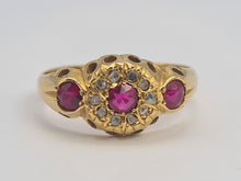 Cargar imagen en el visor de la galería, 0668: Antique: 18ct Gold Rubies Diamonds Dress Ring- Date- Mark 1911