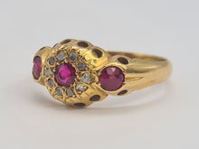 Cargar imagen en el visor de la galería, 0668: Antique: 18ct Gold Rubies Diamonds Dress Ring- Date- Mark 1911