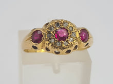 Cargar imagen en el visor de la galería, 0668: Antique: 18ct Gold Rubies Diamonds Dress Ring- Date- Mark 1911