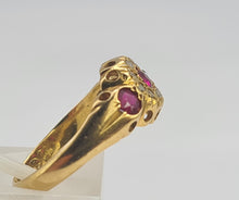 Cargar imagen en el visor de la galería, 0668: Antique: 18ct Gold Rubies Diamonds Dress Ring- Date- Mark 1911