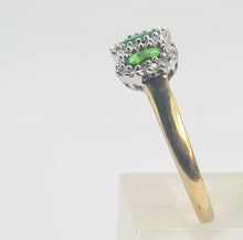 Load image into Gallery viewer, 6296 Vintage: 9ct Gold Green Diopsides 38 Natural Diamonds Ring-