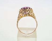 Cargar imagen en el visor de la galería, 0487:Vintage: 9ct Gold Round Cut Large Amethyst Statement Ring- fabulous round cut stone