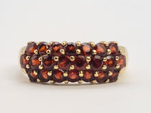 Load image into Gallery viewer, 0726: Vintage: 9ct Gold 20 Garnets Tiered Dress Ring