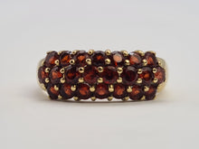 Load image into Gallery viewer, 0726: Vintage: 9ct Gold 20 Garnets Tiered Dress Ring