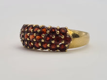 Load image into Gallery viewer, 0726: Vintage: 9ct Gold 20 Garnets Tiered Dress Ring