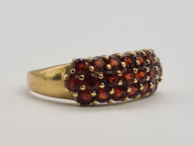 Load image into Gallery viewer, 0726: Vintage: 9ct Gold 20 Garnets Tiered Dress Ring