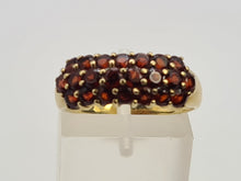 Load image into Gallery viewer, 0726: Vintage: 9ct Gold 20 Garnets Tiered Dress Ring