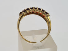 Load image into Gallery viewer, 0726: Vintage: 9ct Gold 20 Garnets Tiered Dress Ring