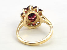 Load image into Gallery viewer, 6298 Vintage: 9ct Gold 11 Rich Red Garnets Cluster Ring- From 1968