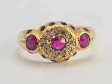 Cargar imagen en el visor de la galería, 0668: Antique: 18ct Gold Rubies Diamonds Dress Ring- Date- Mark 1911