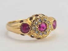 Cargar imagen en el visor de la galería, 0668: Antique: 18ct Gold Rubies Diamonds Dress Ring- Date- Mark 1911