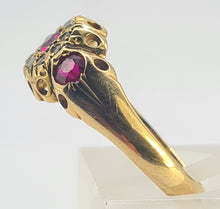 Cargar imagen en el visor de la galería, 0668: Antique: 18ct Gold Rubies Diamonds Dress Ring- Date- Mark 1911