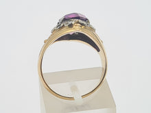 Cargar imagen en el visor de la galería, 0763: Vintage & Rare: 18ct Gold Corundum Alexandrite 10 Diamonds Cocktail Ring- statement weight