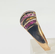 Load image into Gallery viewer, 6214 Vintage: 18ct Gold Art Deco Style Rubies Diamonds Cocktail Ring